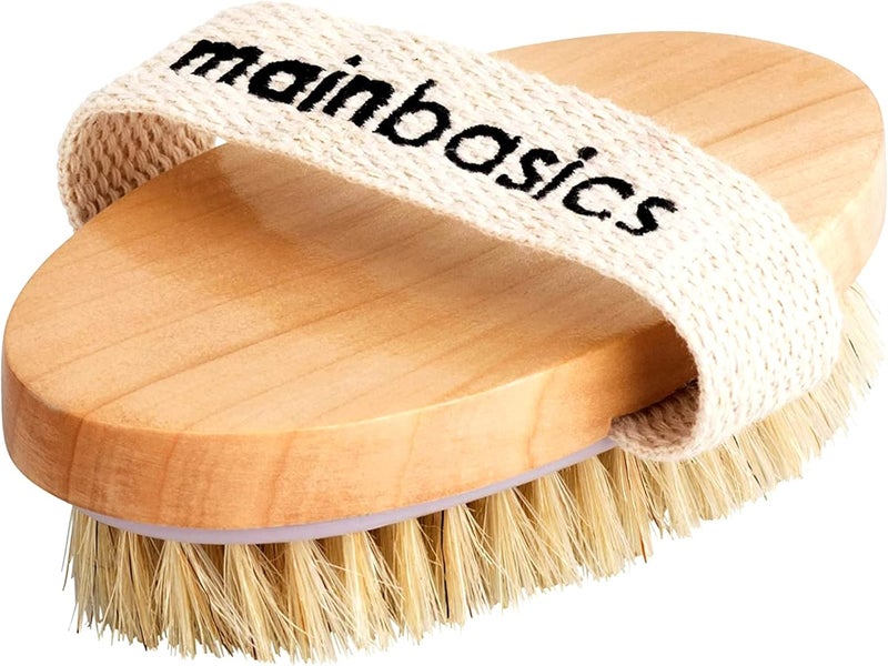 MainBasics Dry Brushing Body Brush for Lymphatic Drainage, Dry Skin, Cellulite, Blood Circulation with Exfoliating Natural Bristles for Flawless Skin - Image 1
